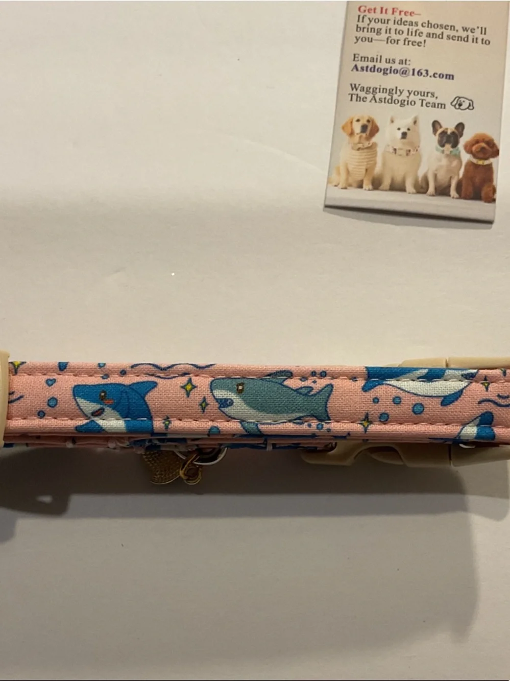 Astdogio Pink Patterned Dog Collar with Blue Accents